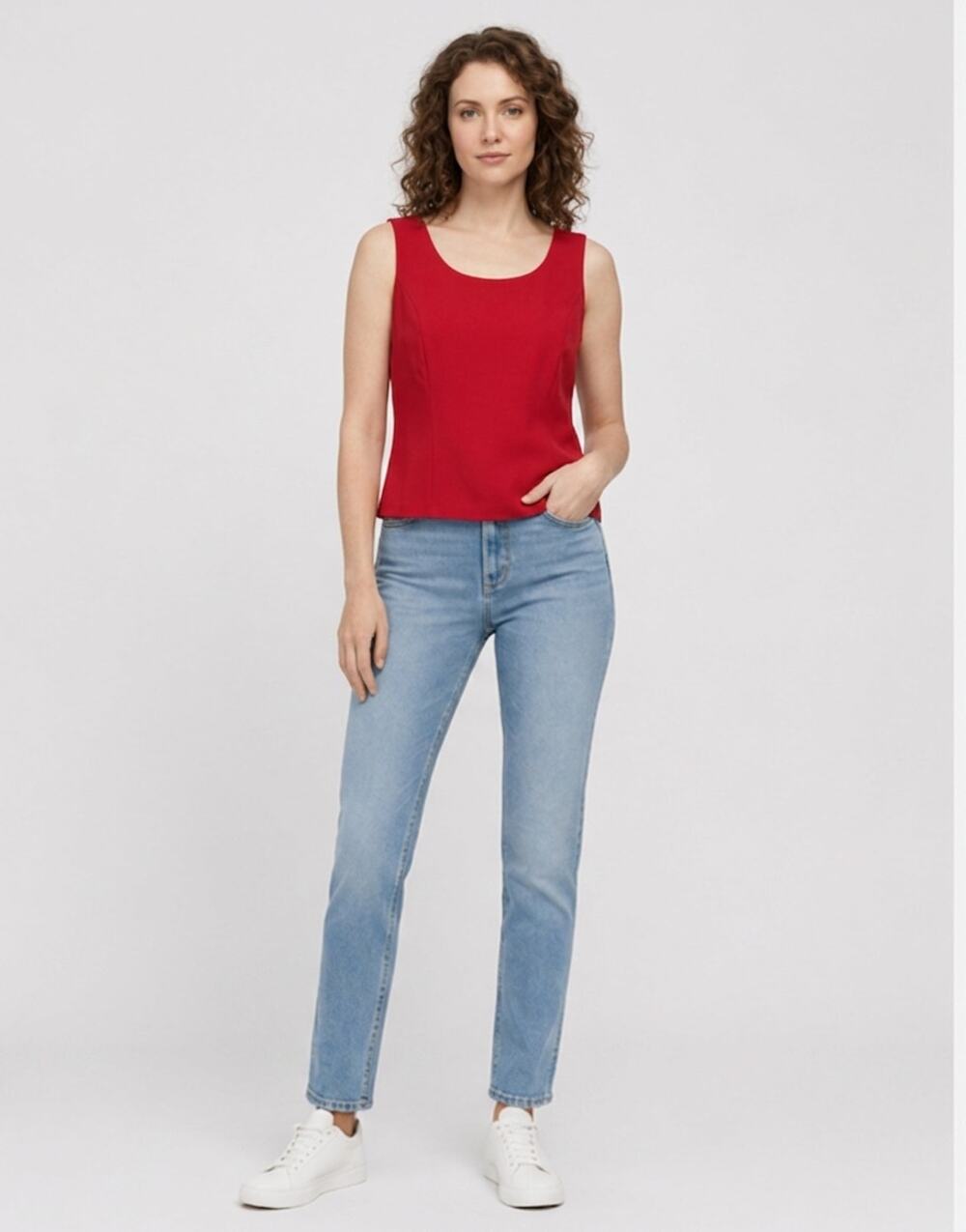 Tahari Arthur S. Levine Red Lined Tank Women Size 12P